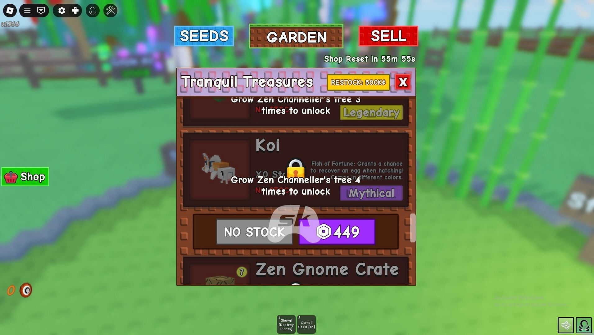 The titular carp in the Zen Shop (Image via Sportskeeda Gaming || Roblox)